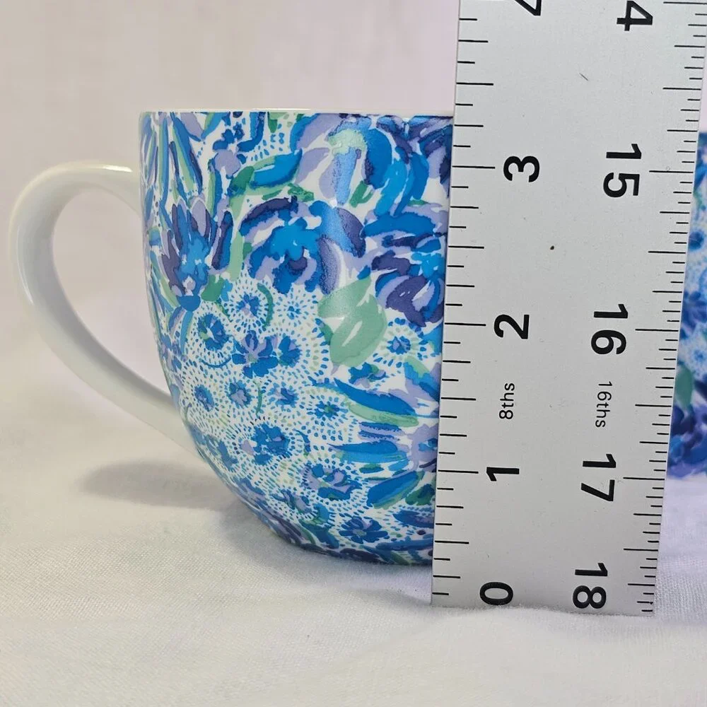 A Pair of Lilly Pulitzer Floral Coffee Tea Soup Mugs Cups